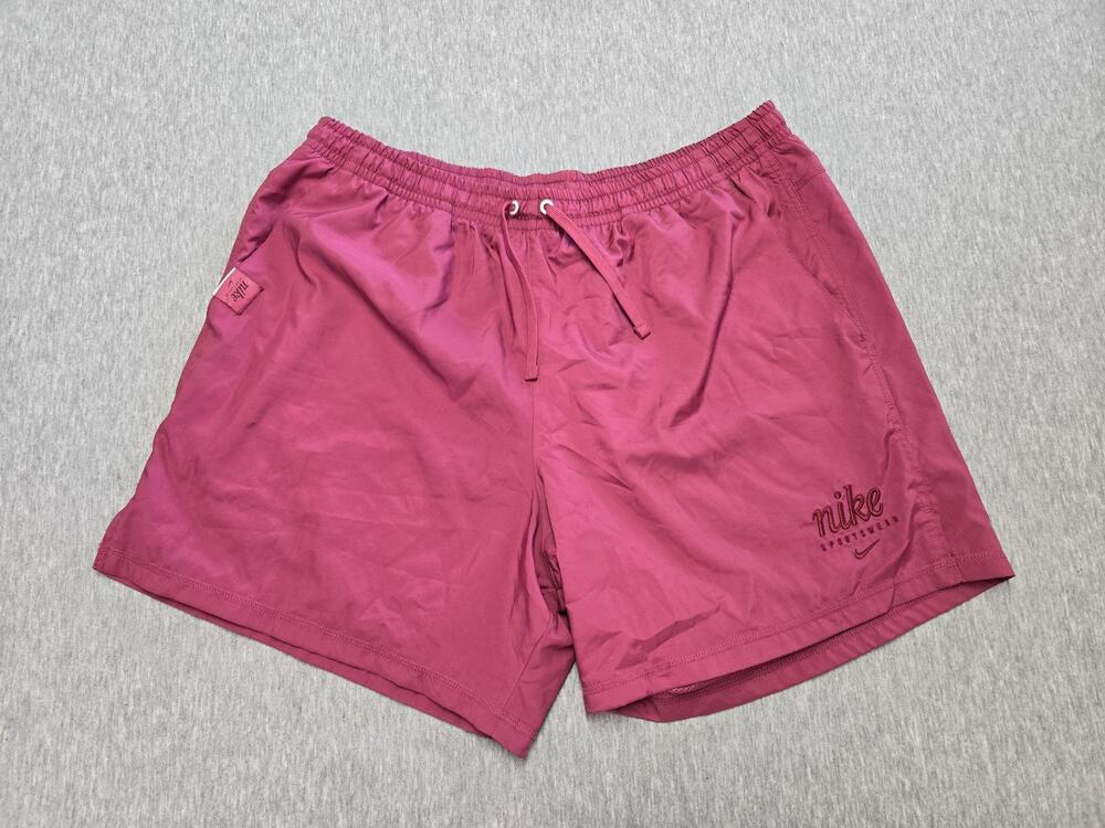 Nike Shorts Mens 2XL Red Swim Trunks Lined Drawstring Pockets Sportswear
